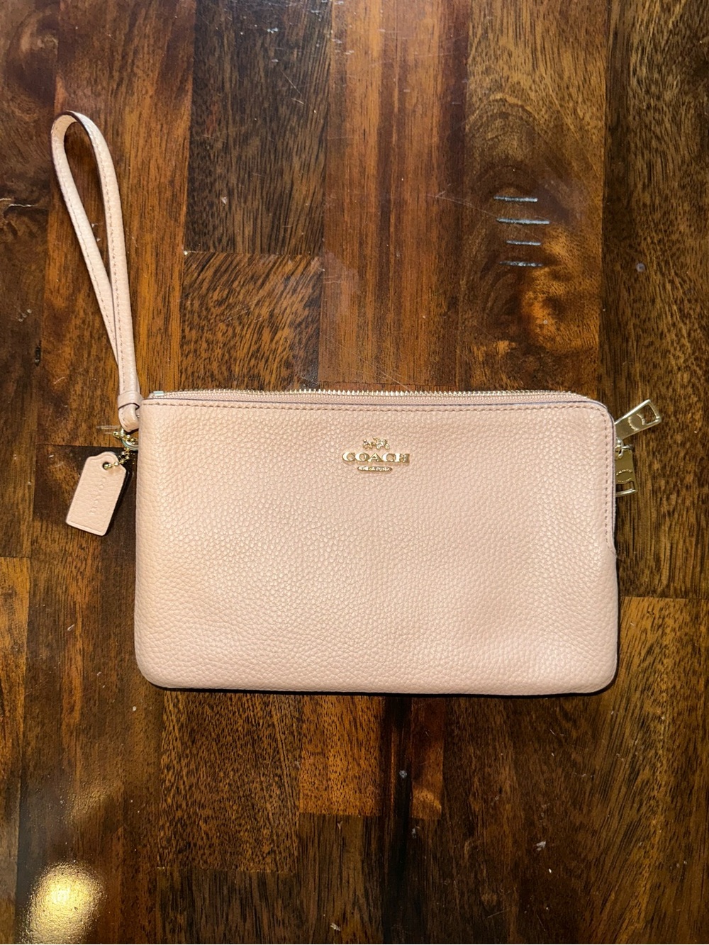 Coach double zip wristlet - blush pink